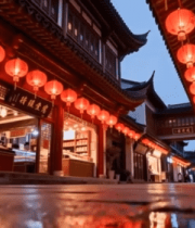 古风街道红灯笼夜景10852#横屏 