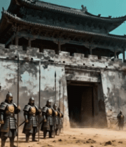 古代士兵列队于城楼前13948#横屏 