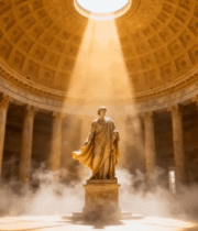 	 古典建筑内雕像与光线场景8633#横屏 