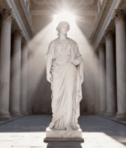 	 古典雕像于柱廊间的光影场景77#横屏 