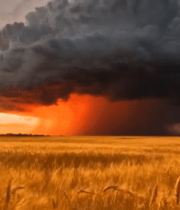 夕阳下麦田与乌云景观(1)6643#横屏 