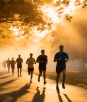 公园内人群晨跑场景70#横屏 