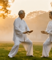 公园中老人练太极拳5940#横屏 