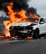 	 公路上汽车起火及救援场景2553#横屏 