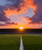 夕阳下的足球场全景14625#横屏 