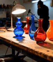 工作室中多彩玻璃花瓶素材2730#横屏 