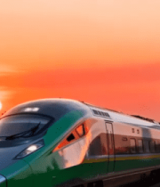 夕阳下高铁过桥画面素材2914#横屏 