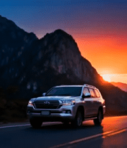 夕阳下公路行驶的13196#横屏 