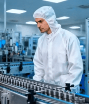 工人于工厂内监控生产线1487#横屏 