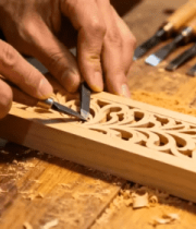 工匠手工雕刻木材画面(1)10995#横屏 