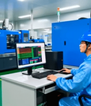 工人操作电脑监控工厂设备12262#横屏 