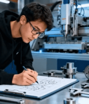 	 工人车间绘制机械图纸14702#横屏 