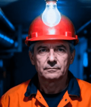 	 工人厂房内戴红色安全帽3650#横屏 