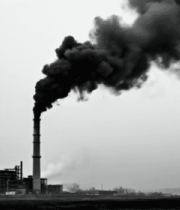 工厂烟囱排放黑色烟雾(1)13066#横屏 