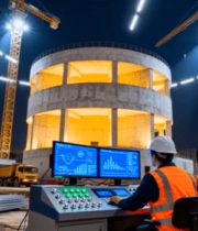 工地工程师夜间操控设备画面9712#横屏 