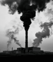 	 工厂烟囱排放烟雾画面12523#横屏 