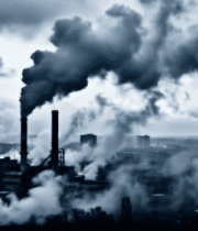 工厂烟囱排放烟雾场景(2)9915#横屏 