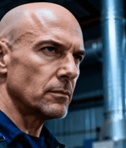 工厂内光头男性近景画面11299#横屏 