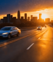 夕阳下城市道路车流景象12216#横屏 