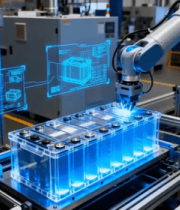 工厂机械臂操作电池生产4037#横屏 