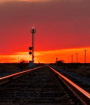 夕阳下的铁路轨道风景2065#横屏 