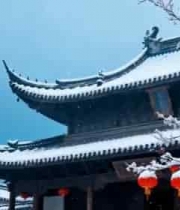 古建筑雪景中式建筑景观3823#横屏 