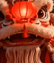 舞狮近景 新年灯笼装饰4182#横屏 
