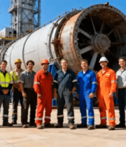 工厂工人与大型设备合影9163#横屏 