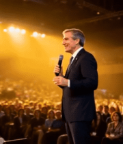 舞台上商人进行演讲的素材3494#横屏 