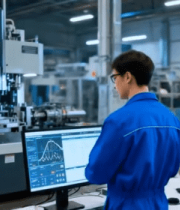 工厂工人与技术人员查看电脑数据14609#横屏 