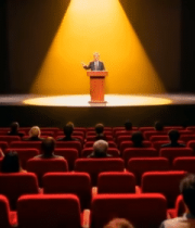 舞台上演讲者面向观众演讲11010#横屏 