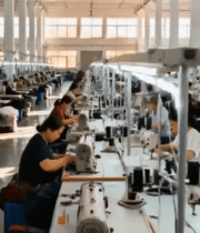 工厂工人操作缝纫机工作场景5372#横屏 