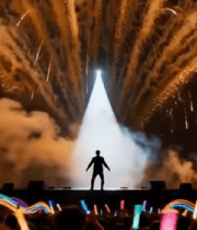 舞台烟花表演人群欢呼场景6744#横屏 