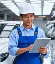 工厂工人手持平板操作汽车生产13692#横屏 