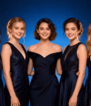 五位身着礼服微笑的女性8337#横屏 