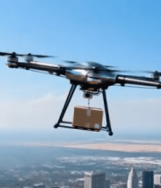 无人机城市上空运送包裹(1)13666#横屏 