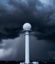 乌云下的白色高塔景观12584#横屏 