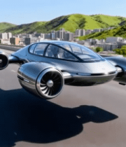 未来飞行汽车公路行驶画面9849#横屏 