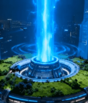 未来城市空中悬浮平台景象1305#横屏 