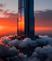 未来感悬浮高楼日出景观12503#横屏 