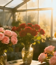 温室中多彩花卉特写12169#横屏 