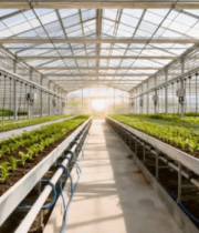 温室大棚内蔬菜种植场景(2)15090#横屏 