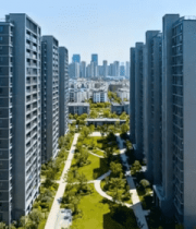 高层住宅楼间绿化景观俯瞰405#横屏 