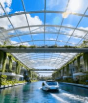 未来风格水上建筑与行驶车辆6481#横屏 