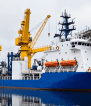 	 港口货船与黄色起重机13978#横屏 