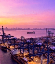 港口码头集装箱日落景象6165#横屏 