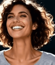 微笑短发女子特写3484#横屏 