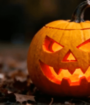 万圣节南瓜灯置于落叶中10653#横屏 