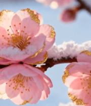 覆雪粉色花朵特写2000#横屏 