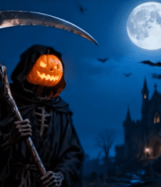 万圣节死神装扮持镰刀场景(1)10855#横屏 